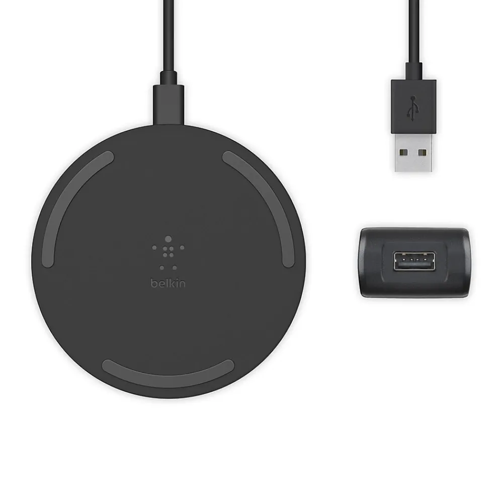 BOOST CHARGE 10W Wireless Charging Pad + QC 3.0 Wall Charger + Cable, Black<Belkin Online