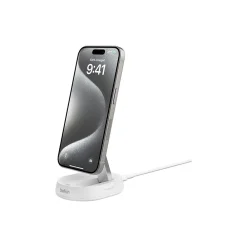 BoostCharge Pro Magnetic Wireless Charging Stand with Qi2 15W, White (WIA008ttWH)<Belkin Sale