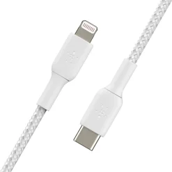 Belkin 3.3-ft BOOST CHARGE Braided USB-C to Lightning Cable for iPad/iPhone/iPod (M/M), White (CAA004bt1MWH)