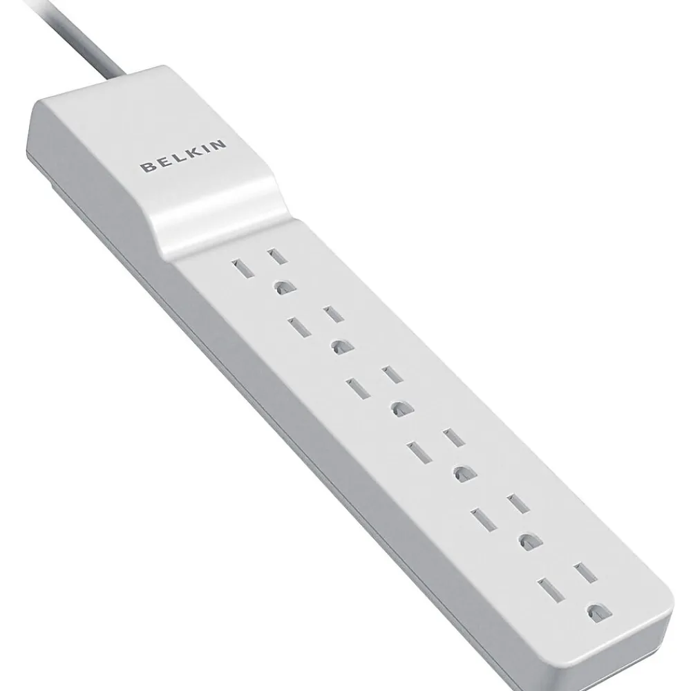 Belkin Home Series 6-Outlet Surge Suppressor, 720 Joules, 4' Cord, White (BLKBE10600004)