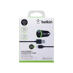 Lightning Car Charger for iPhone/iPad/iPod Touch, Black (F8J078BT04-BLK)<Belkin Sale