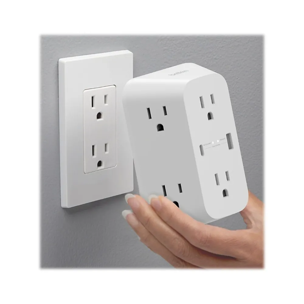 Belkin 6-Outlet USB-A and USB-C Ports Outlet Adapter, White (SRA008P6TT)