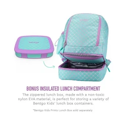 Kids Prints Mermaid Scales Backpack with Lunch Box, Teal/Purple (BGBKPAK-MMD)<bentgo Outlet
