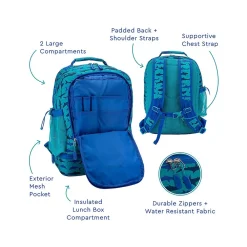 Kids Prints Sharks Backpack with Lunch Box, Blue (BGBKPAK-SHK)<bentgo Outlet