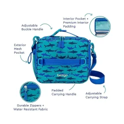 bentgo Kids Prints Sharks Lunch Bag, Blue (BGPTBAG-SHK)