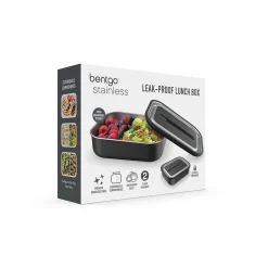 bentgo MicroSteel Lunch Box, Carbon Black, 41 oz. (BGSTLCH-CB)