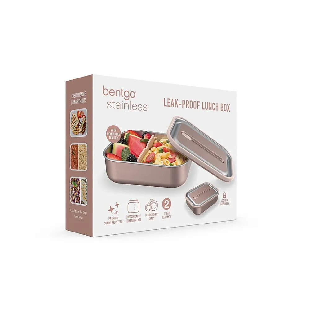 bentgo MicroSteel Lunch Box, Rose Gold, 41 oz. (BGSTLCH-RG)
