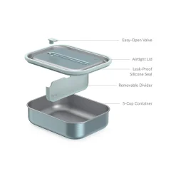 bentgo MicroSteel Lunch Box, Aqua, 41 oz. (BGSTLCH-AQ)