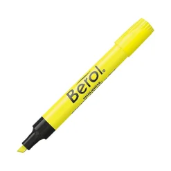 Highlighters|Berol Tank Highlighters, Chisel, Yellow, Dozen (64324)