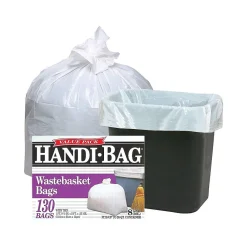 Handi-Bag 8 Gallon Trash Bag, 22" x 24", Low Density, 0.6 mil, White, 130 Bags/Box (HAB6FW130/HAB6W)<Berry Global Online