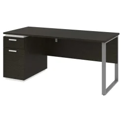 Office Desks*bestar Aquarius 66" Pedestal Desk, Deep Grey/White (114400-000032)