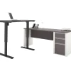 Standing Desks*bestar Connexion 72"W L-Desk with Electric Height-Adjustable Desk, Slate/Sandstone (93885-59)