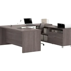 Office Desks*bestar Pro-Linea U-Desk, Bark Grey (120861-47)
