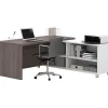 L-Desks*bestar Pro-Linea 71"W L-Desk, White & Bark Grey (120885-47)
