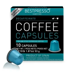 Bestpresso Decaffeinatio Blend Coffee Nespresso Original Pods, Light Roast, 10/Box (BST10423)