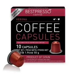 Bestpresso Verona Blend Coffee Nespresso Original Pods, Dark Roast, 10/Box (BST10406)