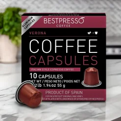 Bestpresso Verona Blend Coffee Nespresso Original Pods, Dark Roast, 10/Box (BST10406)