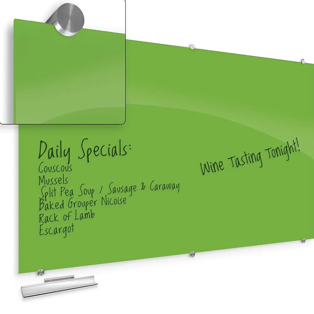 Dry Erase*Best-Rite Visionary Colors Magnetic Glass Dry Erase Whiteboard 47.24" x 94.49" Green (83846-Green)