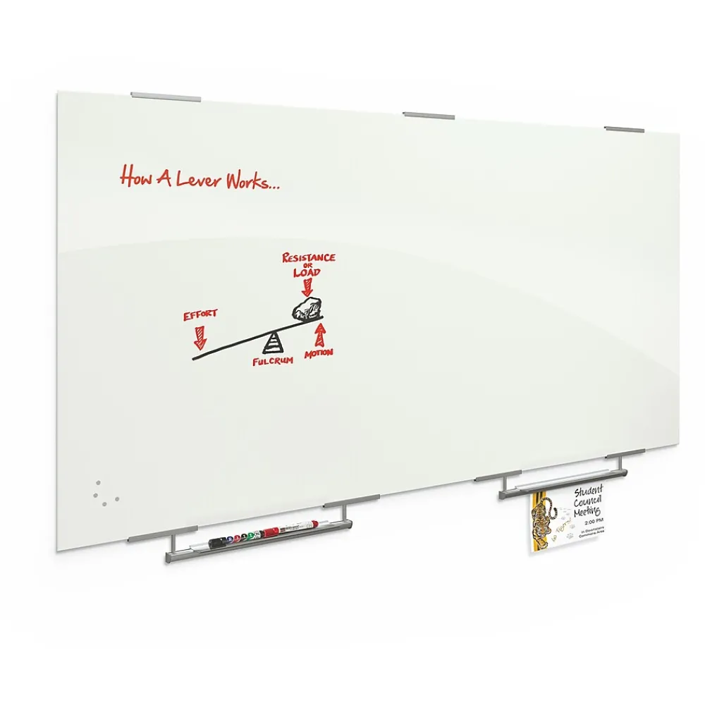Dry Erase*Best-Rite Visionary Magnetic Glass Dry Erase Whiteboard with Exo Tray System, 47.24" x 94.49", White (83846-2X576)