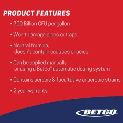 Probiotic Solutions Drain and Trap Treatment, Ocean Scent, 1 gal Bottle, 4/Carton (BET26000400)<Betco Outlet