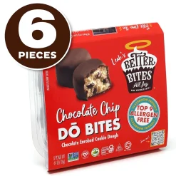 Better Bites DoBite Chocolate Covered Chocolate Chip Dough, 4.4 Oz, 6/Box (356-00001)