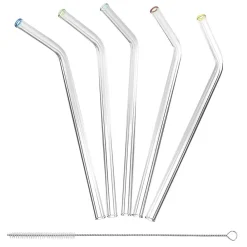 Better Houseware Extra-Wide Glass Straws with Cleaning Brush, 5 Pack, (309)