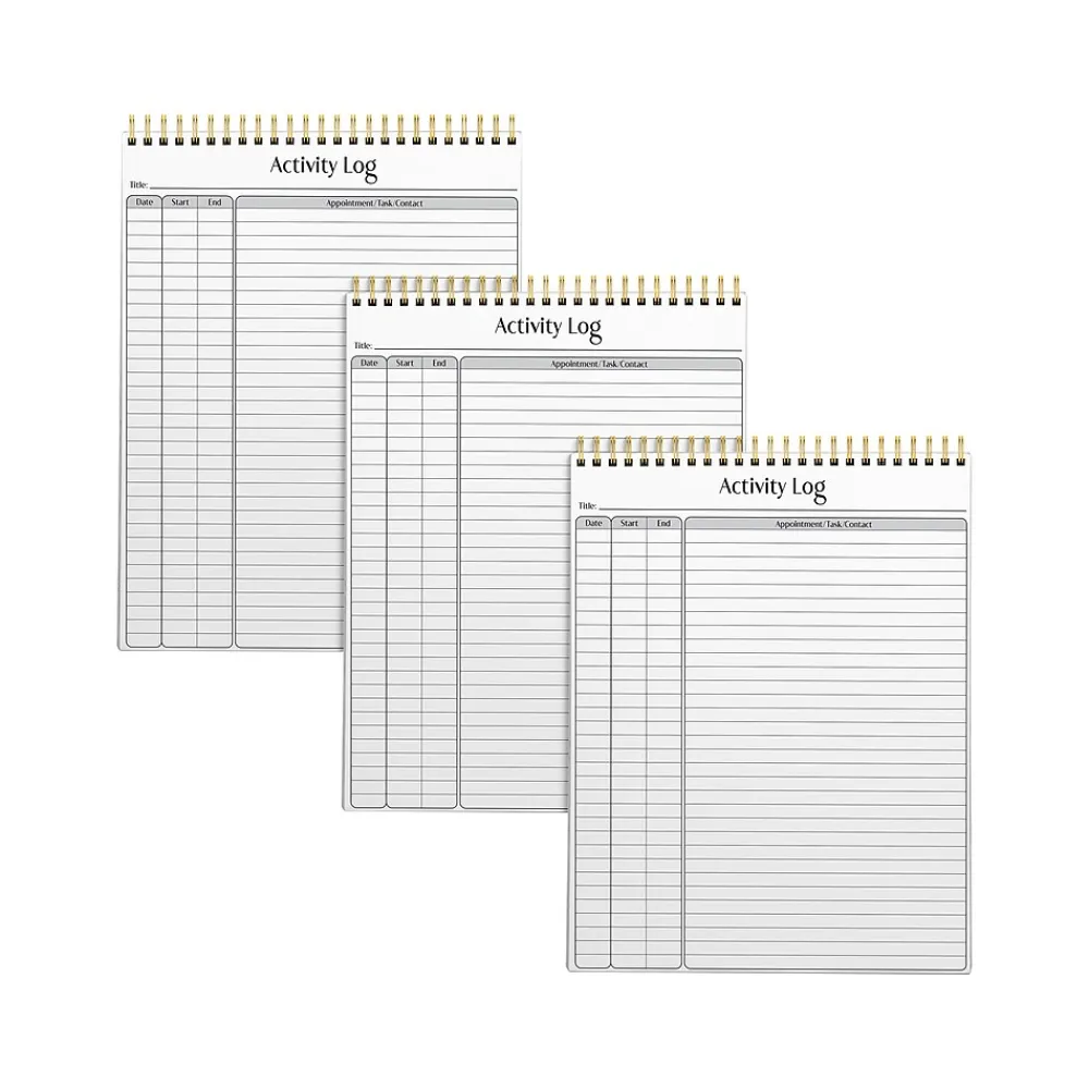 Notepads|Better Office Activity Log Notepad & Refill, 8.5" x 11", Ruled, White, 50 Sheets/Pad, 3 Pads/Pack (25827-3PK)