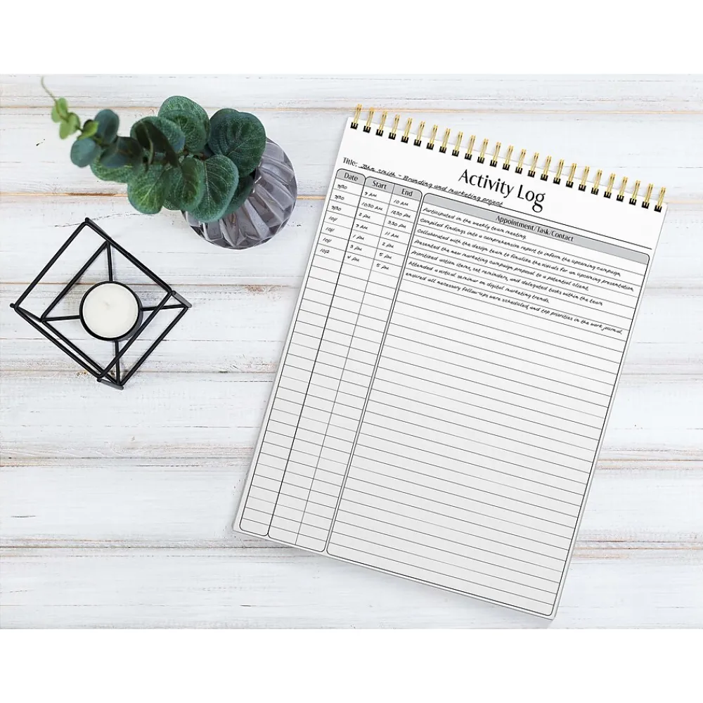 Notepads|Better Office Activity Log Notepad & Refill, 8.5" x 11", Ruled, White, 50 Sheets/Pad, 3 Pads/Pack (25827-3PK)