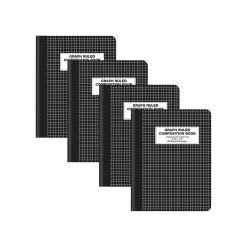 Composition Notebooks|Better Office Composition Notebooks, 7.5" x 9.75", Graph Ruled, 80 Sheets, Black, 4/Pack (25604-4PK)