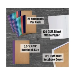 Notebooks|Better Office Customizable Notebook, 4.13" x 5.5", 24 Sheets, Kraft, 24/Pack (25040-24PK)