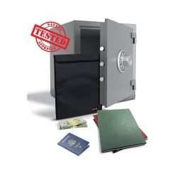 Fabric Fireproof Document Bag with Protective Flap, Black, 15