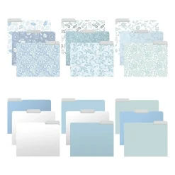 File Folders|Better Office Floral & Paisley Heavy-Duty File Folders, 1/3-Cut Tab, Letter Size, Paper Stock, 18/Pack (80032-18PK0)
