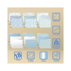 File Folders|Better Office Floral & Paisley Heavy-Duty File Folders, 1/3-Cut Tab, Letter Size, Paper Stock, 18/Pack (80032-18PK0)