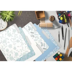 File Folders|Better Office Floral & Paisley Heavy-Duty File Folders, 1/3-Cut Tab, Letter Size, Paper Stock, 18/Pack (80032-18PK0)