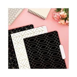 File Folders|Better Office Geometric Gold Foil Heavyweight File Folders, 1/3-Cut Tab, Letter Size, Assorted Colors, 24/Pack (80021-24PK)