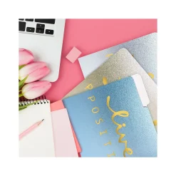 File Folders|Better Office Gold Foil Positive Thoughts Heavyweight File Folders, 1/3-Cut Tab, Letter Size, Assorted Colors, 12/Pack