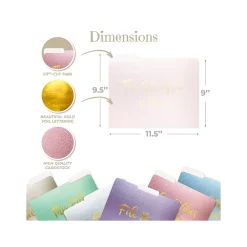 File Folders|Better Office Gold Foil Popular Sayings Heavyweight File Folders, 1/3-Cut Tab, Letter Size, Assorted Colors, 12/Pack