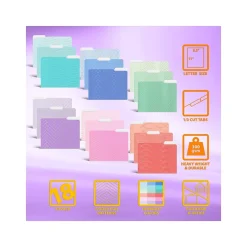 File Folders|Better Office Heavy-Duty File Folders, 1/3-Cut Tab, Letter Size, Paper Stock, Ombre Rainbow, 18/Pack (80030-18PK)
