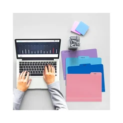 File Folders|Better Office Heavy-Duty File Folders, 1/3-Cut Tab, Letter Size, Polypropylene, Pastel Rainbow, 12/Pack (89023-12PK)