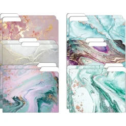 File Folders|Better Office Marbled Heavyweight File Folders, 1/3-Cut Tab, Letter Size, Assorted Colors, 12/Pack (80013-12PK)