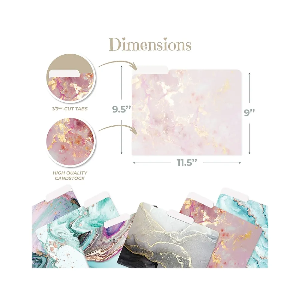 File Folders|Better Office Marbled Heavyweight File Folders, 1/3-Cut Tab, Letter Size, Assorted Colors, 12/Pack (80013-12PK)