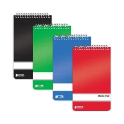 Notepads|Better Office Memo Pads, 3" x 5", College-Ruled, Assorted Colors, 60 Sheets/Pad, 24 Pads/Pack (25924-24PK)