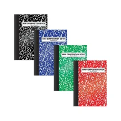 Composition Notebooks|Better Office Mini Composition Notebooks, 3.25" x 4.5", Narrow Ruled, 80 Sheets, Assorted Colors, 24/Pack (25524-24PK)