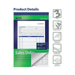 Business Forms*Better Office 2-Part Carbonless Sales Order Book, 5.44" x 8.44", 50 Sets/Book, 3 Books/Pack (66103-3PK)
