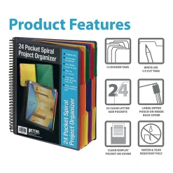 Pocket Folders|Better Office 24-Pocket Poly Project Folder, Multicolor (36900)
