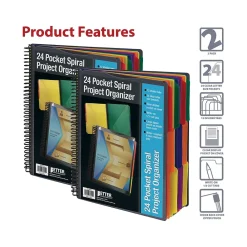 Pocket Folders|Better Office 24-Pocket Poly Project Folder, Multicolor, 2/Pack (36902-2PK)