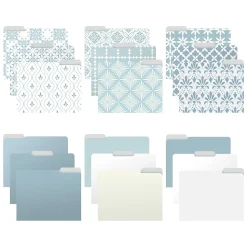 File Folders|Better Office Soft Floral Tile Heavy-Duty File Folders, 1/3-Cut Tab, Letter Size, Paper Stock, 18/Pack (80033-18PK)