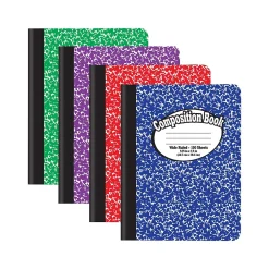 Composition Notebooks|Better Office 1-Subject Composition Notebooks, 7.5" x 9.75", Wide Ruled, 100 Sheets, Assorted Colors, 12/Pack (25212-12PK)