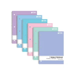 Subject Notebooks|Better Office 1-Subject Notebooks, 8" x 10.5", Wide Ruled, 70 Sheets, 6/Pack (25626-6PK)