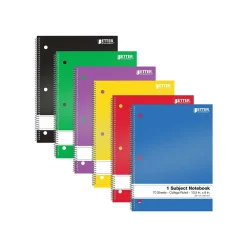 Subject Notebooks|Better Office 1-Subject Notebooks, 8" x 10.5", College Ruled, 70 Sheets, 24/Pack (25724-24PK)